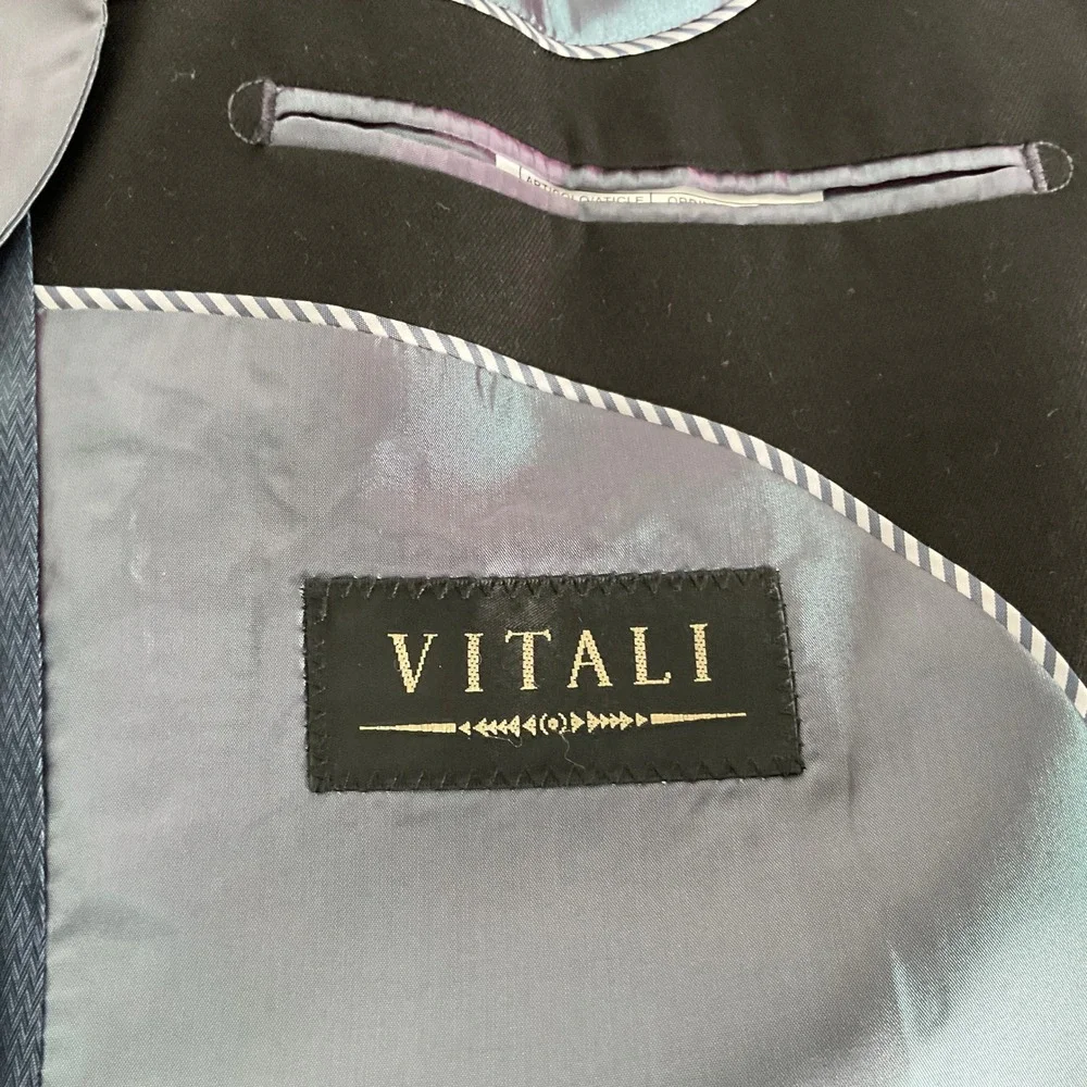 Vitali Mens Black Two Button Blazer Suit Jacket G1235-COLBY‎ Size 42L